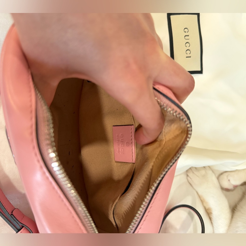 AUTHENTIC GUCCI Pink leather Marmont crossbody bag in small with box & dustbag - Picture 8 of 12